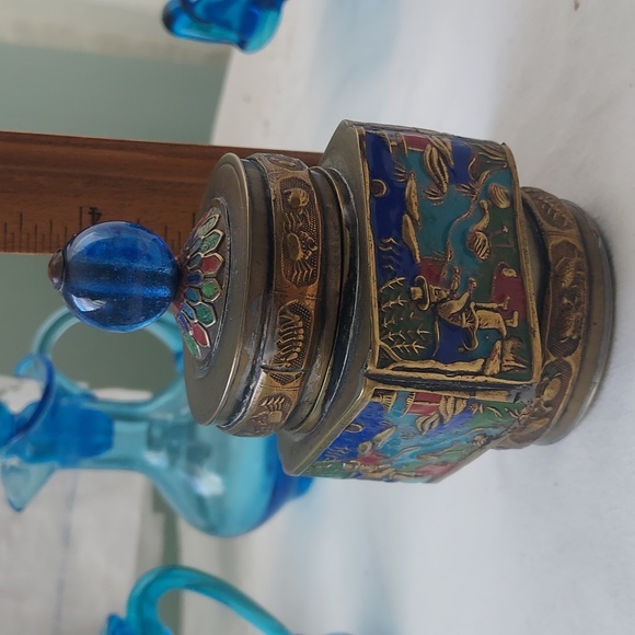 Vintage Cloisonné ginger jar with lid and glass blall Chinese art jar - Picture 11 of 12